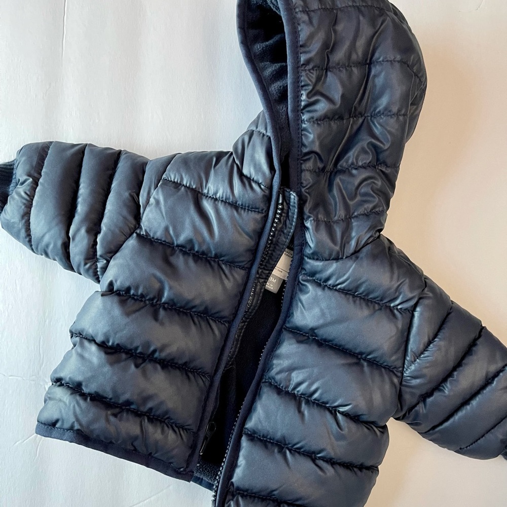 0-3 month baby navy puffer winter jacket